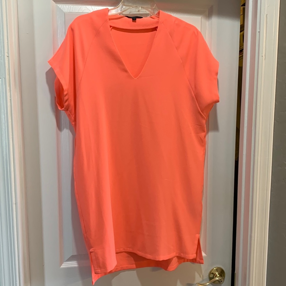 Neon coral shift dress